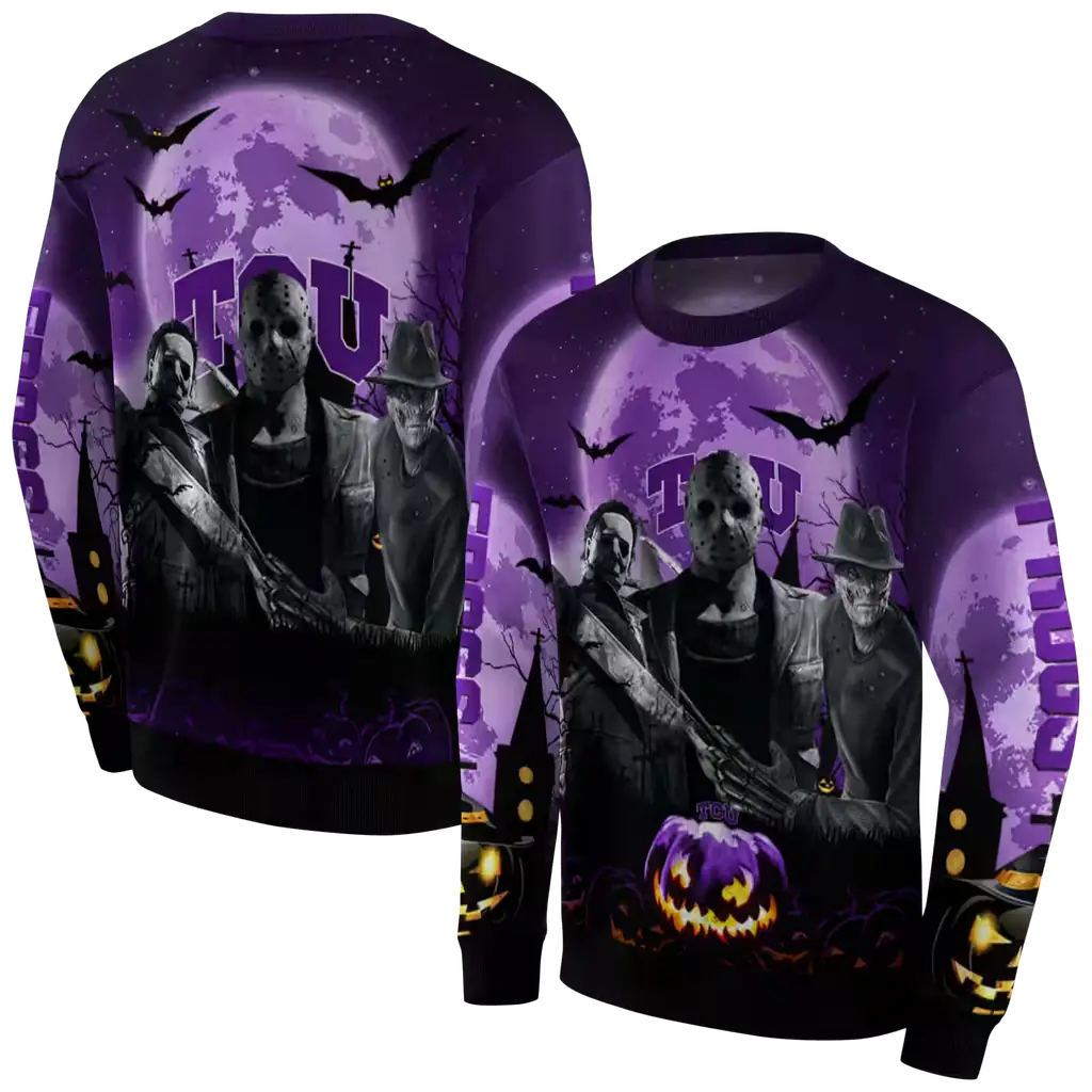 tcu horned frogs halloween vibes purple black hoodie premium grade tcu horned frogs halloween vibes purple black hoodie premium grade