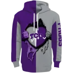 tcu horned frogs heartbeat graphic purple hoodie best selling