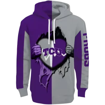 tcu horned frogs heartbeat graphic purple hoodie best selling