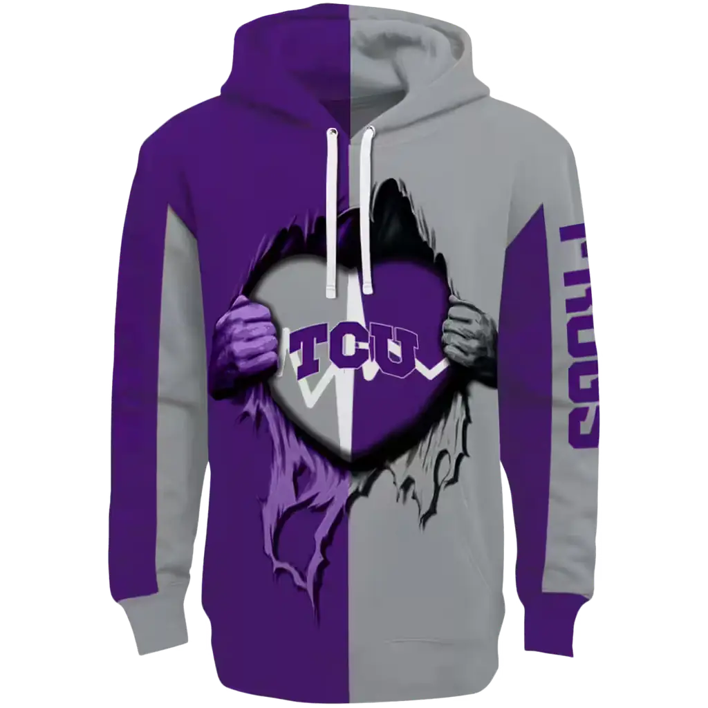 tcu horned frogs heartbeat graphic purple hoodie best selling tcu horned frogs heartbeat graphic purple hoodie best selling