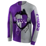 tcu horned frogs heartbeat graphic purple hoodie best selling