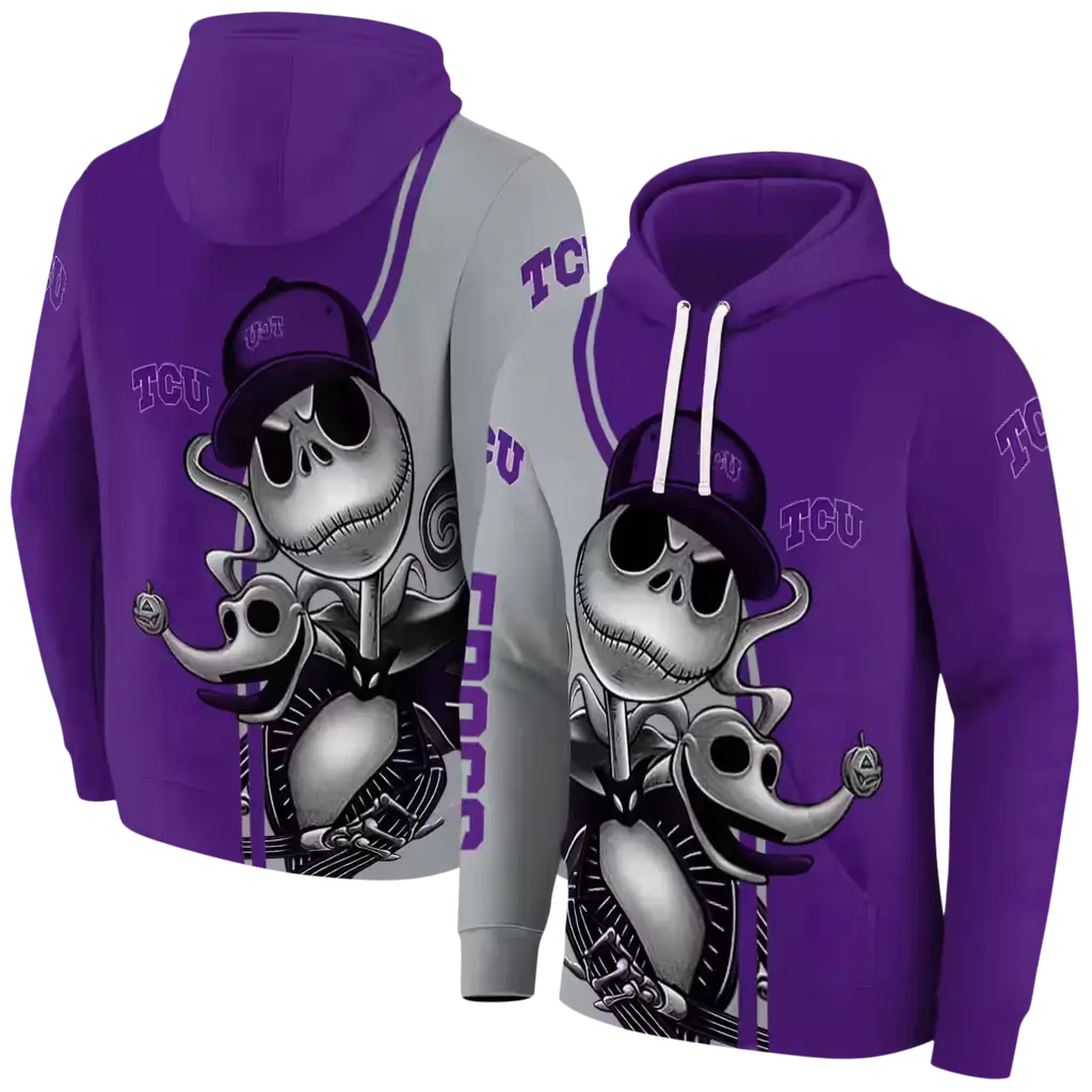 tcu horned frogs jack skellington purple hoodie fashion forward tcu horned frogs jack skellington purple hoodie fashion forward