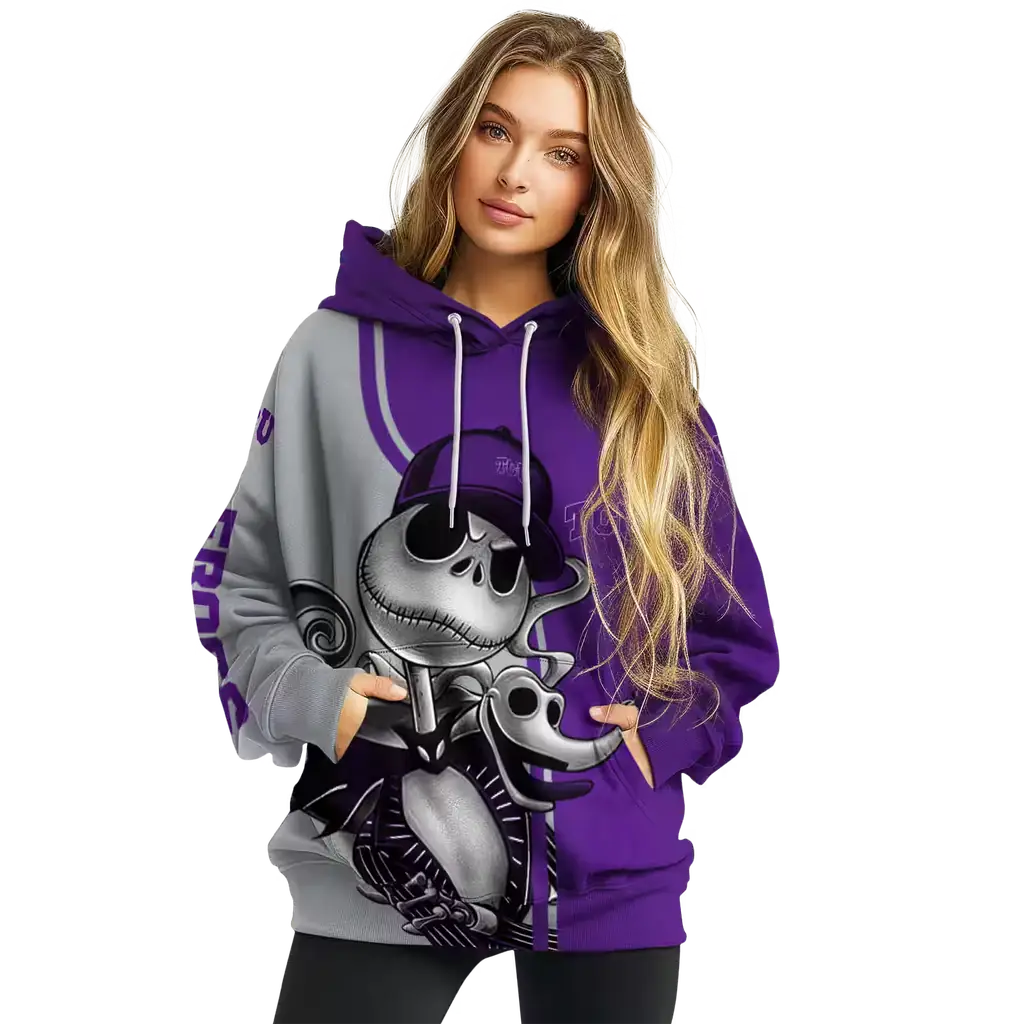 tcu horned frogs jack skellington purple hoodie high quality tcu horned frogs jack skellington purple hoodie high quality