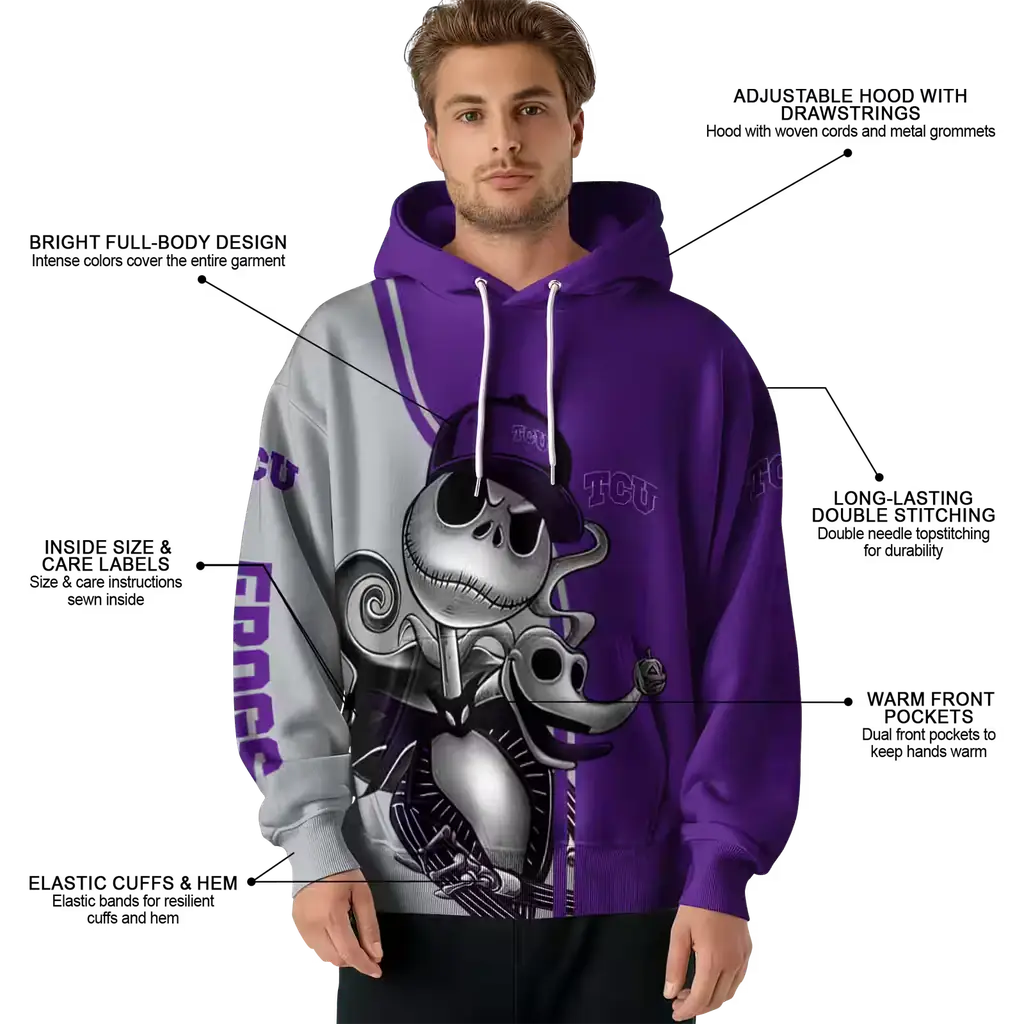 tcu horned frogs jack skellington purple hoodie latest model tcu horned frogs jack skellington purple hoodie latest model