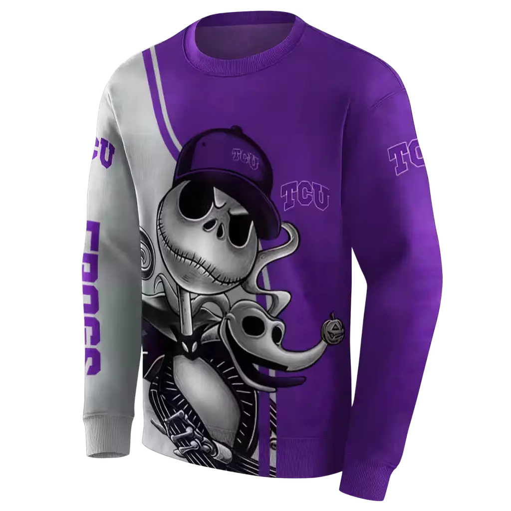 tcu horned frogs jack skellington purple hoodie new arrival tcu horned frogs jack skellington purple hoodie new arrival