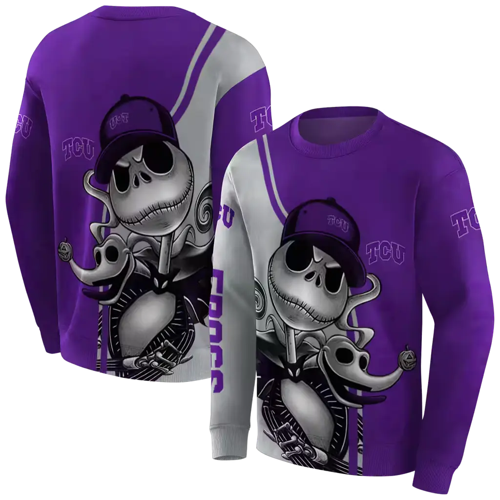tcu horned frogs jack skellington purple hoodie premium grade tcu horned frogs jack skellington purple hoodie premium grade