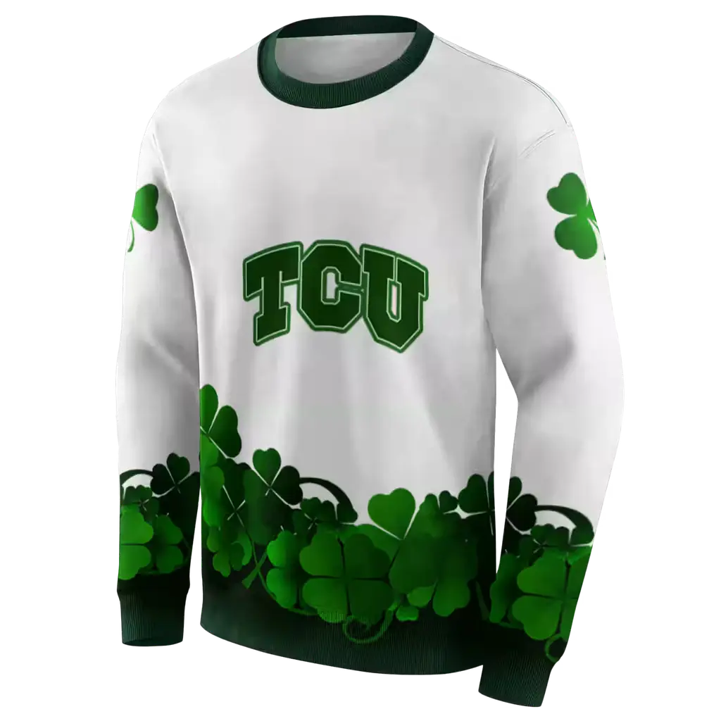tcu horned frogs lucky motif white green hoodie new arrival tcu horned frogs lucky motif white green hoodie new arrival