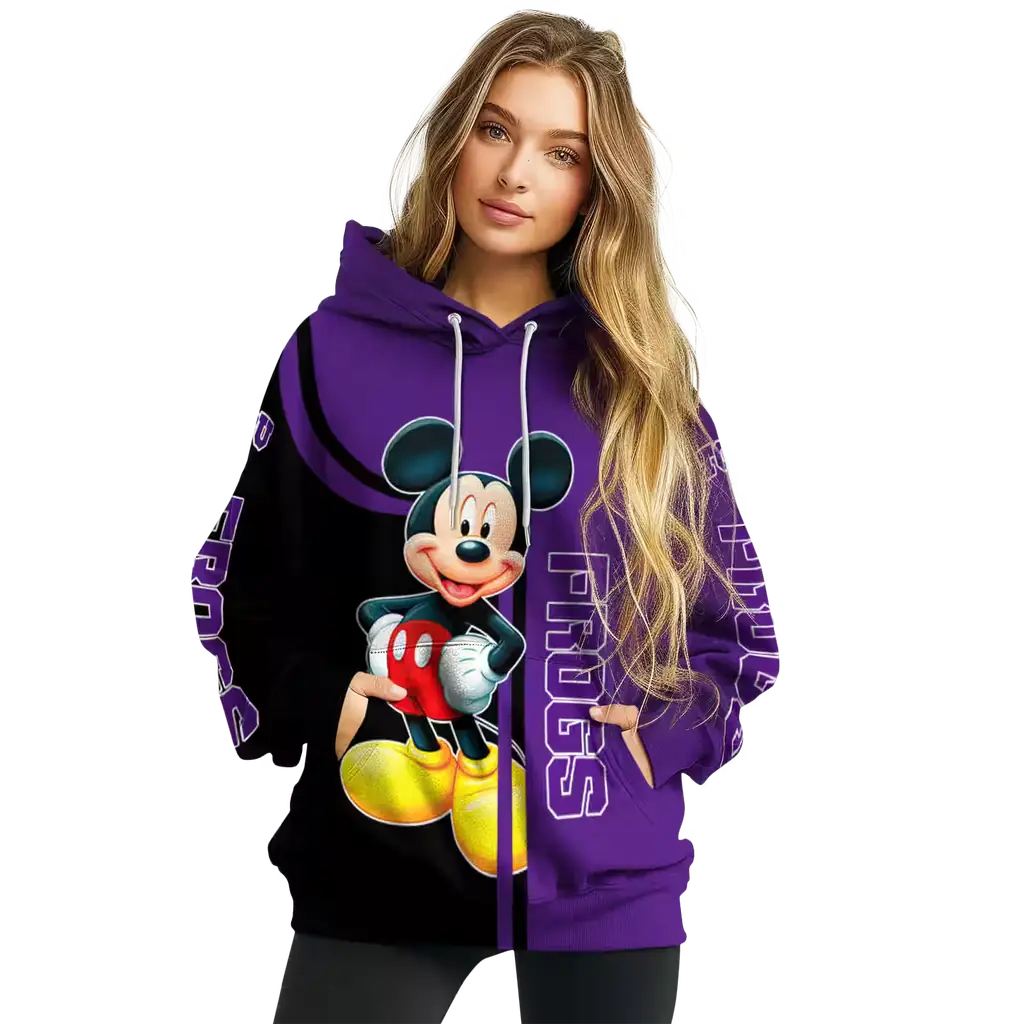 tcu horned frogs mickey mouse purple black hoodie high quality tcu horned frogs mickey mouse purple black hoodie high quality