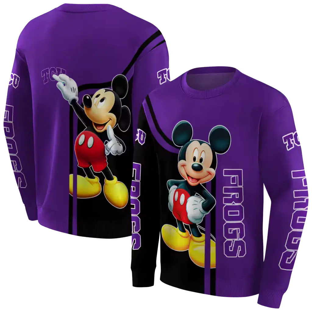 tcu horned frogs mickey mouse purple black hoodie premium grade tcu horned frogs mickey mouse purple black hoodie premium grade