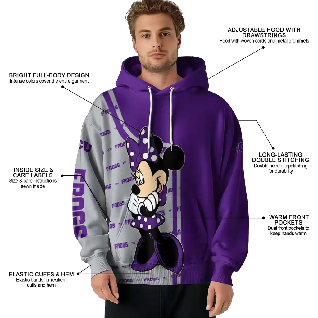 tcu horned frogs minnie mouse purple hoodie latest model tcu horned frogs minnie mouse purple hoodie latest model