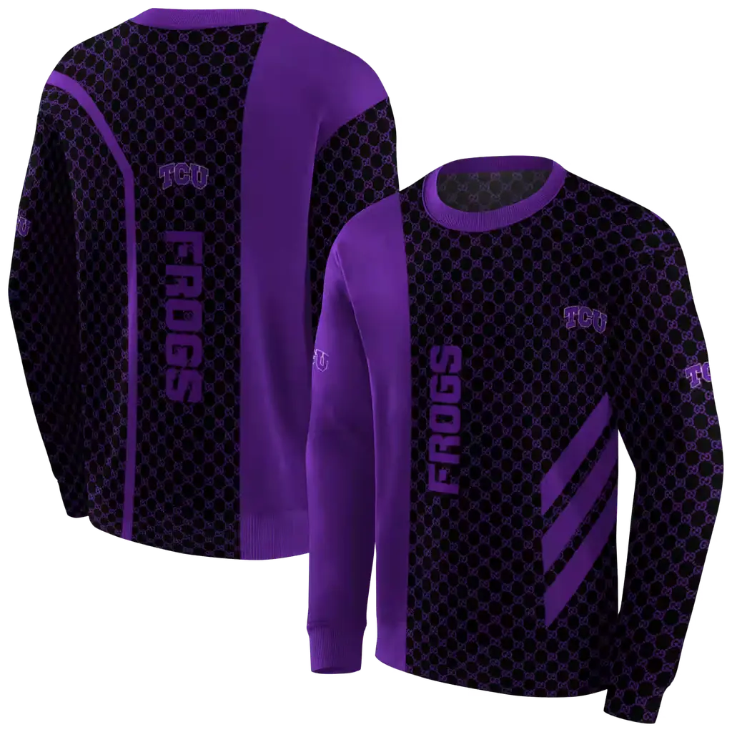 tcu horned frogs monogram pattern purple hoodie premium grade tcu horned frogs monogram pattern purple hoodie premium grade