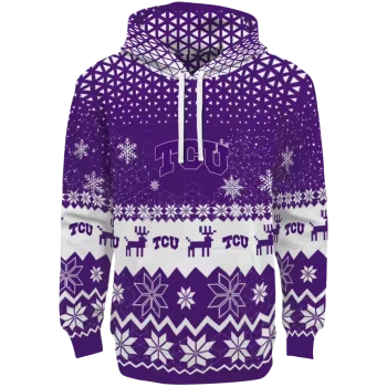 tcu horned frogs reindeer motif purple hoodie best selling