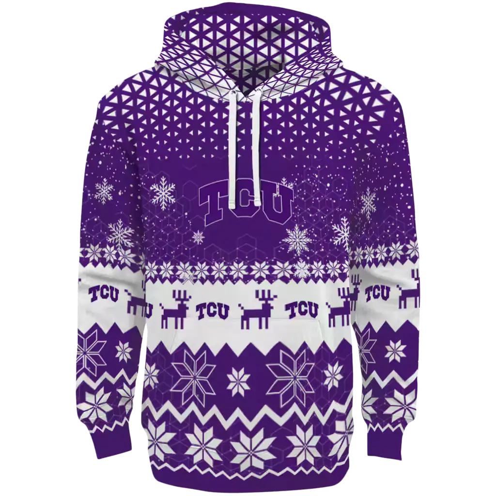 tcu horned frogs reindeer motif purple hoodie best selling tcu horned frogs reindeer motif purple hoodie best selling