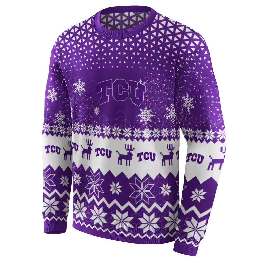 tcu horned frogs reindeer motif purple hoodie new arrival tcu horned frogs reindeer motif purple hoodie new arrival