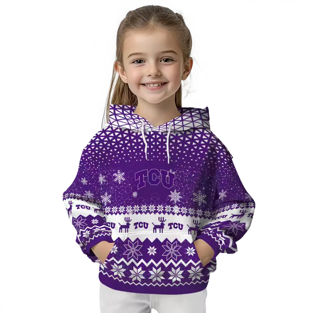 tcu horned frogs reindeer motif purple hoodie top rated tcu horned frogs reindeer motif purple hoodie top rated