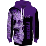tcu horned frogs skull motif purple black hoodie best selling