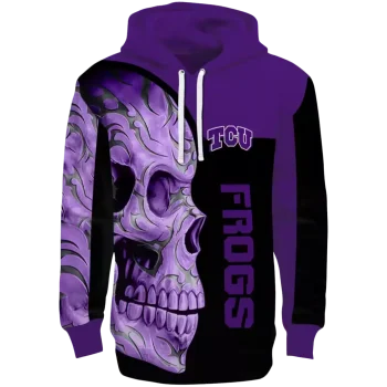 tcu horned frogs skull motif purple black hoodie best selling