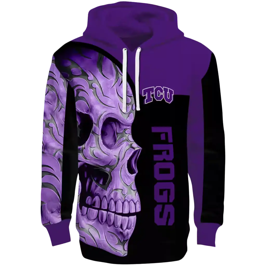 tcu horned frogs skull motif purple black hoodie best selling tcu horned frogs skull motif purple black hoodie best selling