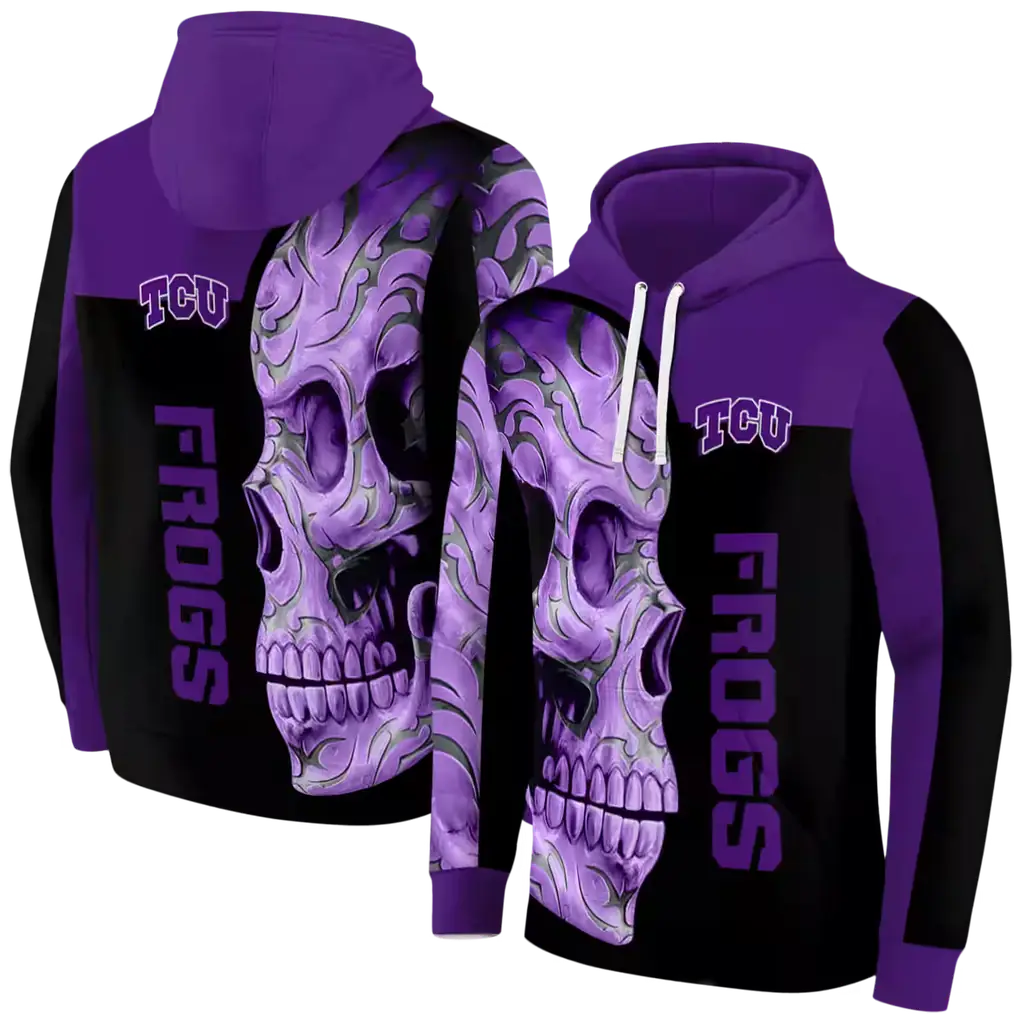 tcu horned frogs skull motif purple black hoodie fashion forward tcu horned frogs skull motif purple black hoodie fashion forward