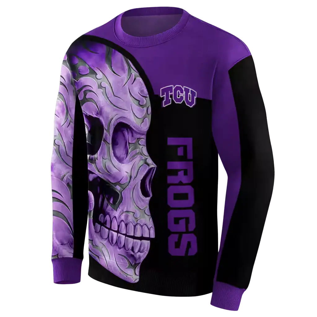tcu horned frogs skull motif purple black hoodie new arrival tcu horned frogs skull motif purple black hoodie new arrival