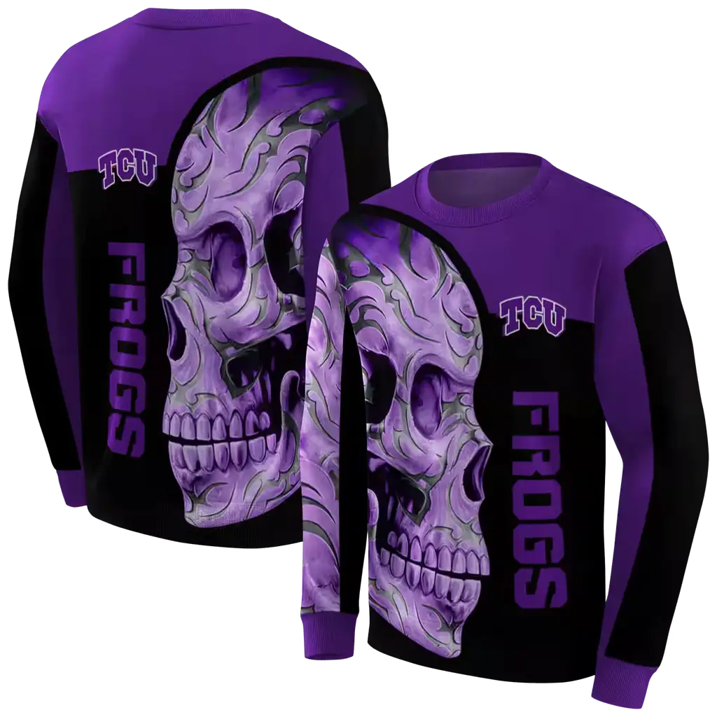 tcu horned frogs skull motif purple black hoodie premium grade tcu horned frogs skull motif purple black hoodie premium grade