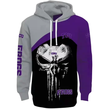 tcu horned frogs skull punisher grey black hoodie best selling