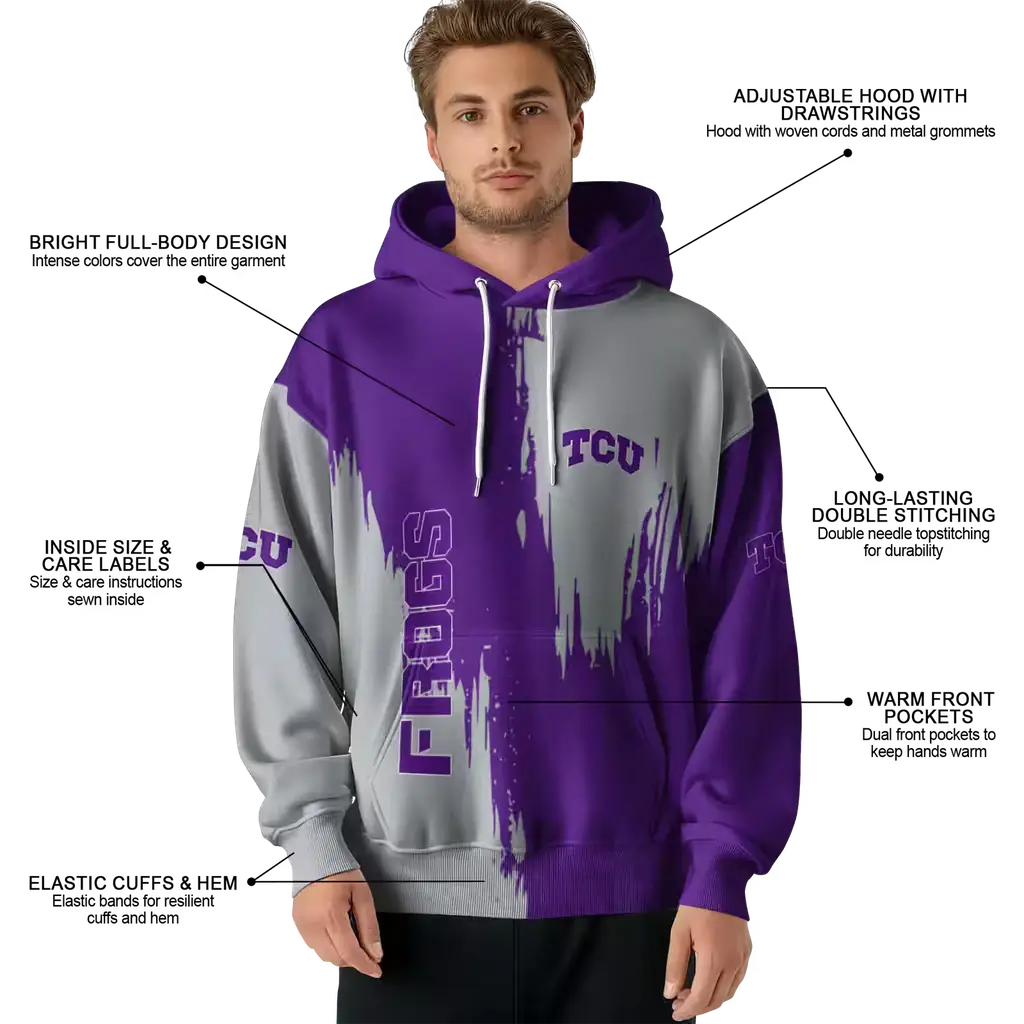 tcu horned frogs splatter effect purple hoodie latest model tcu horned frogs splatter effect purple hoodie latest model