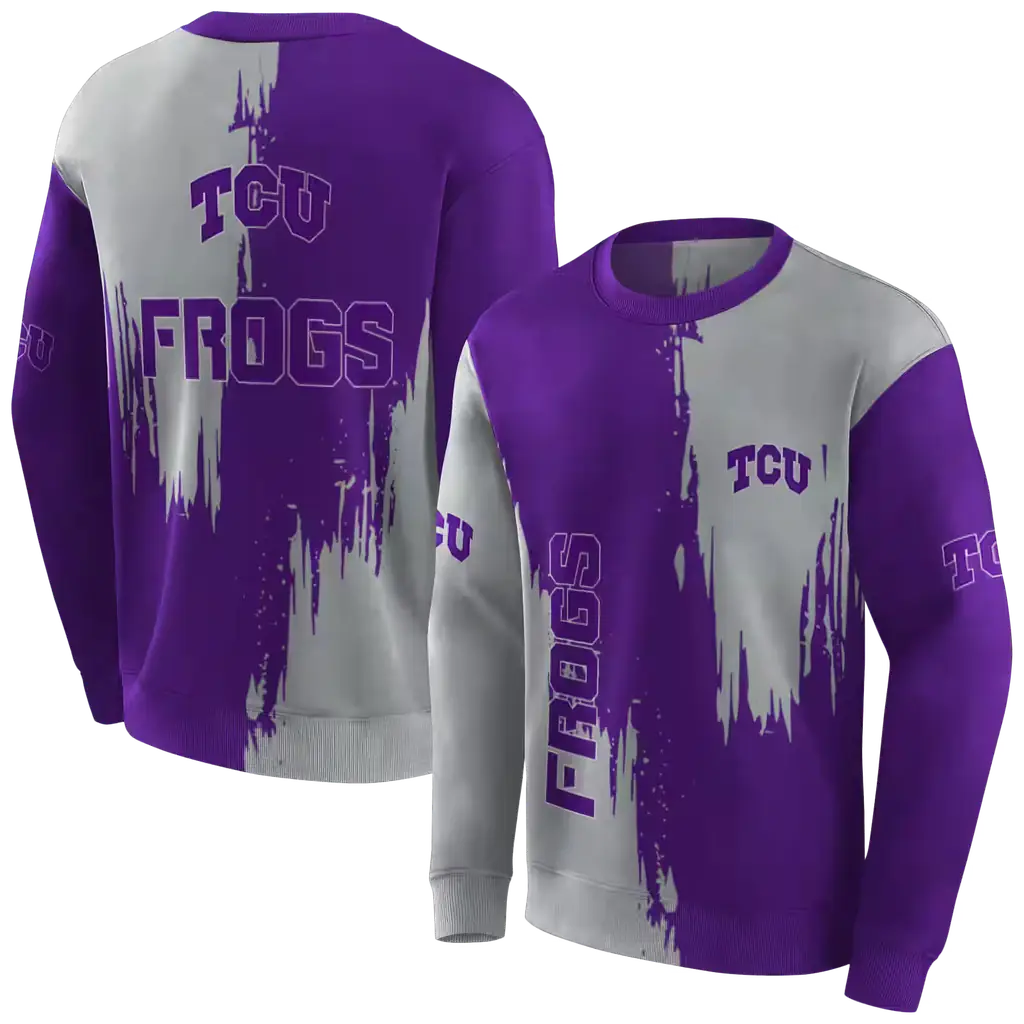 tcu horned frogs splatter effect purple hoodie premium grade tcu horned frogs splatter effect purple hoodie premium grade