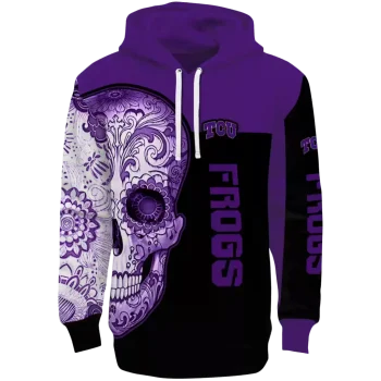 tcu horned frogs sugar skull purple black hoodie best selling