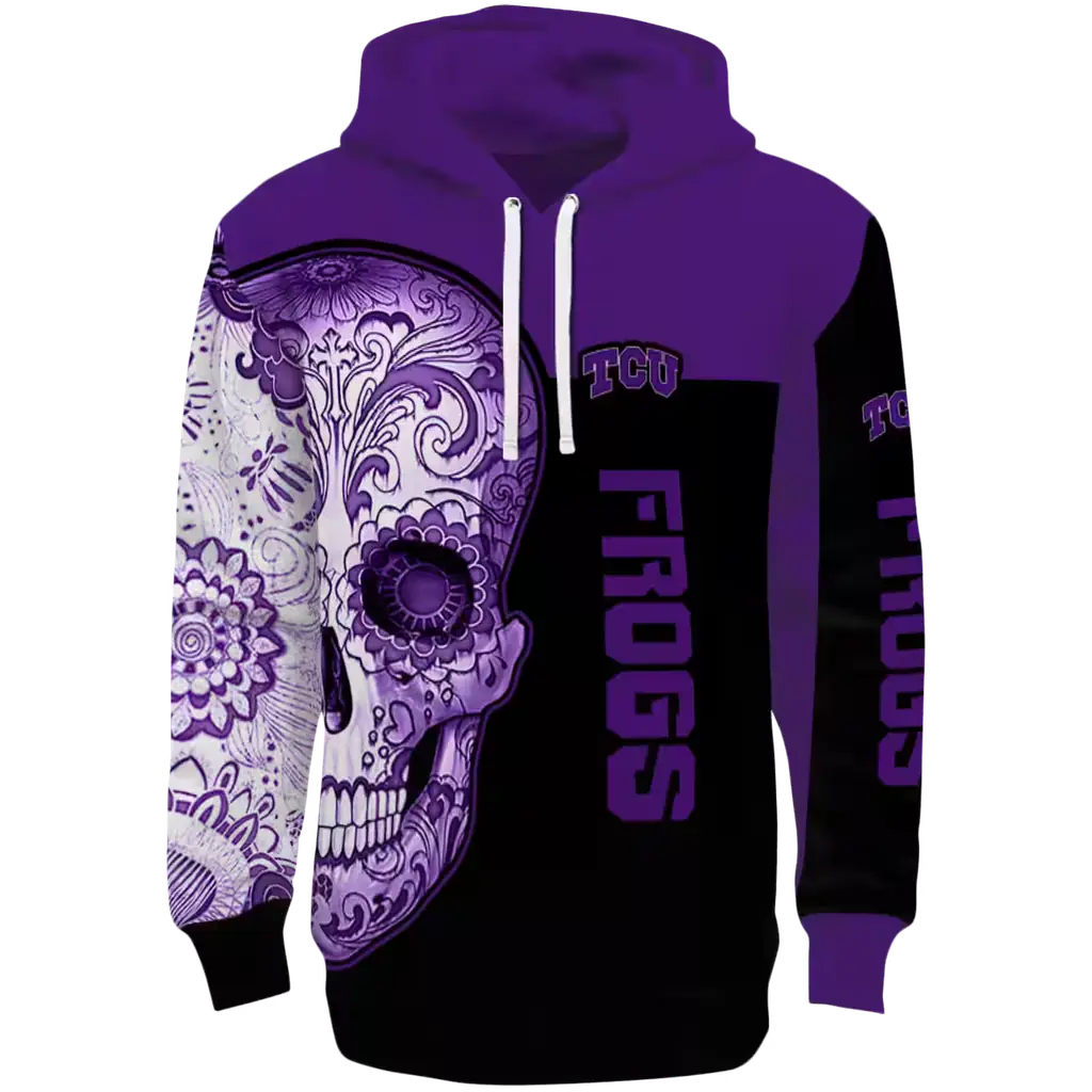 tcu horned frogs sugar skull purple black hoodie best selling tcu horned frogs sugar skull purple black hoodie best selling
