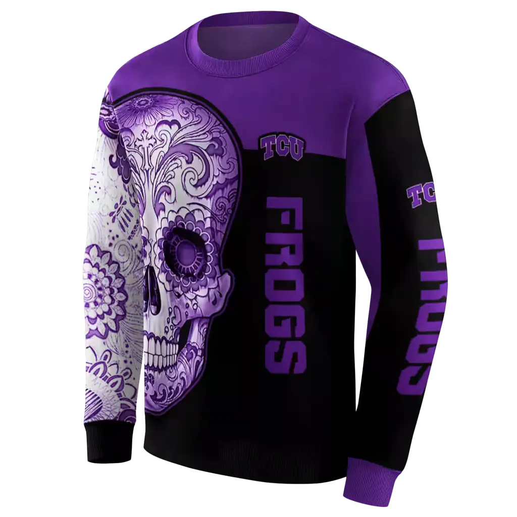 tcu horned frogs sugar skull purple black hoodie new arrival tcu horned frogs sugar skull purple black hoodie new arrival