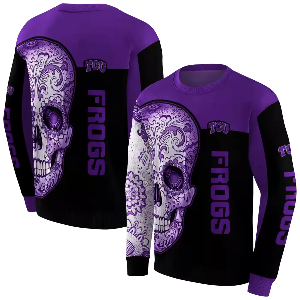 tcu horned frogs sugar skull purple black hoodie premium grade tcu horned frogs sugar skull purple black hoodie premium grade