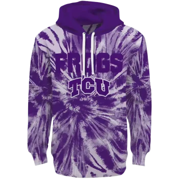 tcu horned frogs tie dye pattern purple hoodie best selling