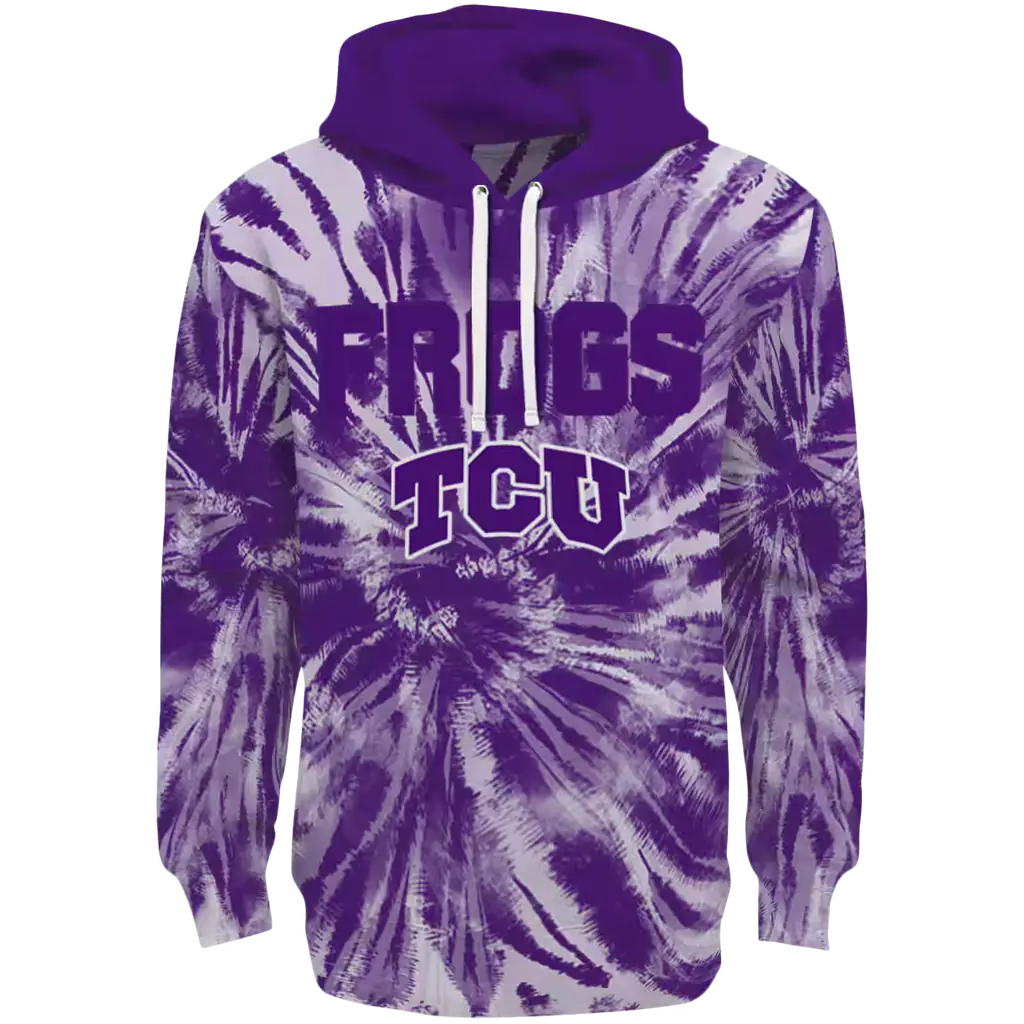 tcu horned frogs tie dye pattern purple hoodie best selling tcu horned frogs tie dye pattern purple hoodie best selling