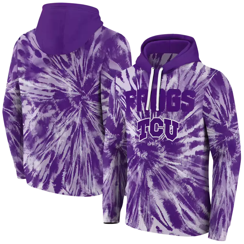 tcu horned frogs tie dye pattern purple hoodie fashion forward tcu horned frogs tie dye pattern purple hoodie fashion forward