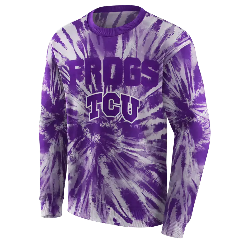 tcu horned frogs tie dye pattern purple hoodie new arrival tcu horned frogs tie dye pattern purple hoodie new arrival