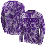 tcu horned frogs tie dye pattern purple hoodie best selling