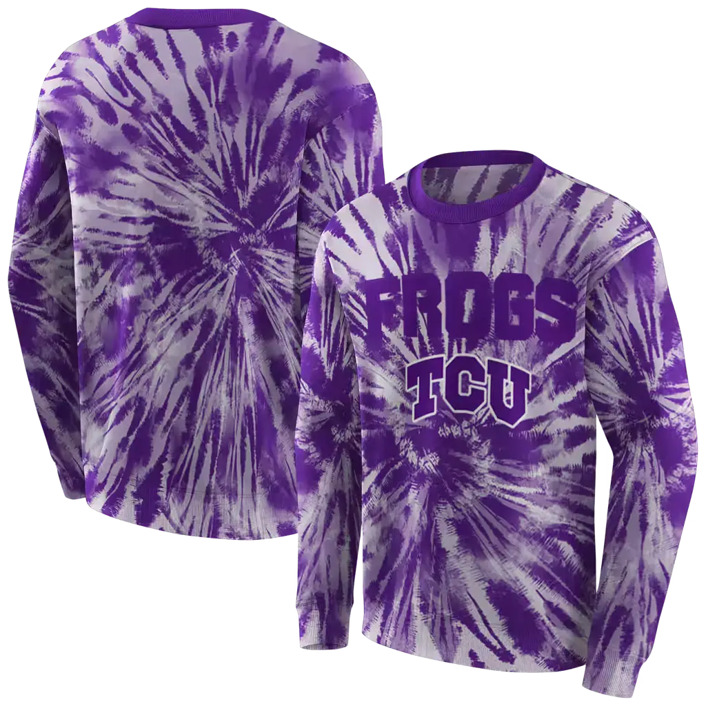 tcu horned frogs tie dye pattern purple hoodie premium grade tcu horned frogs tie dye pattern purple hoodie premium grade