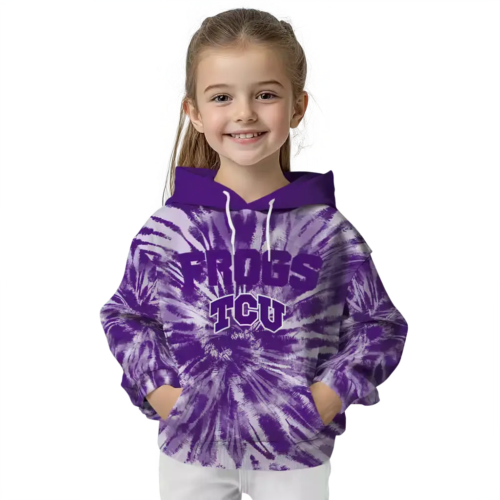 tcu horned frogs tie dye pattern purple hoodie top rated tcu horned frogs tie dye pattern purple hoodie top rated