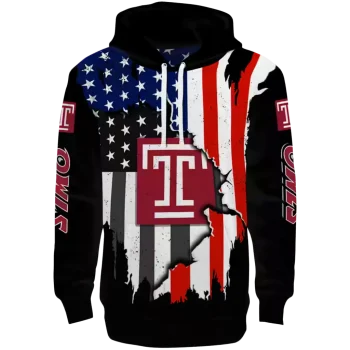 temple owls american pride black hoodie best selling