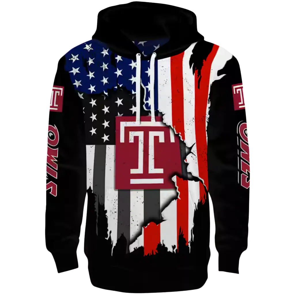 temple owls american pride black hoodie best selling temple owls american pride black hoodie best selling