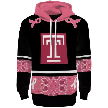 temple owls awareness ribbon black pink hoodie best selling