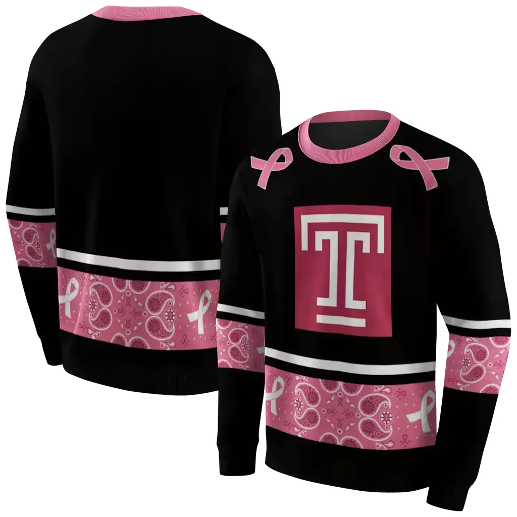 temple owls awareness ribbon black pink hoodie premium grade temple owls awareness ribbon black pink hoodie premium grade