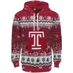 temple owls christmas trees red hoodie best selling