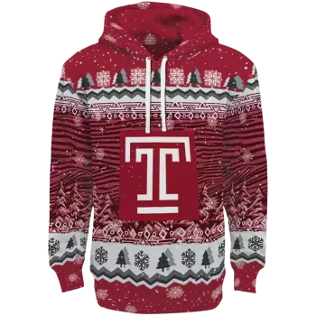 temple owls christmas trees red hoodie best selling