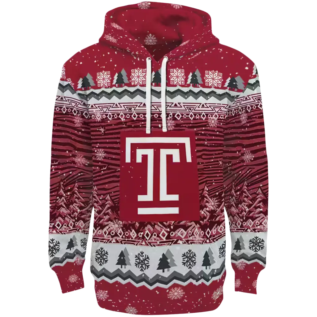 temple owls christmas trees red hoodie best selling temple owls christmas trees red hoodie best selling