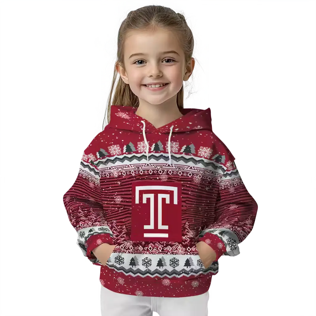 temple owls christmas trees red hoodie top rated temple owls christmas trees red hoodie top rated