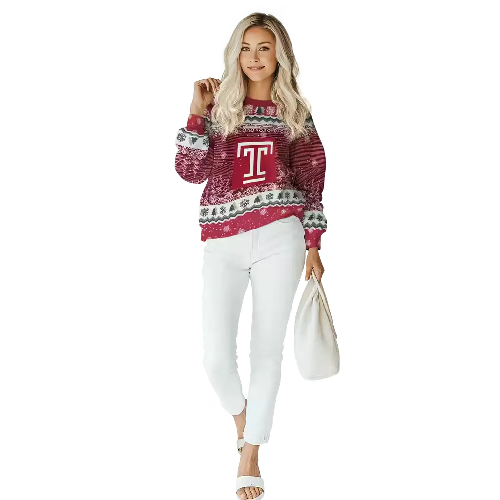 temple owls christmas trees red hoodie trendy temple owls christmas trees red hoodie trendy