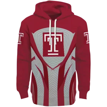 temple owls concentric lines red black hoodie best selling