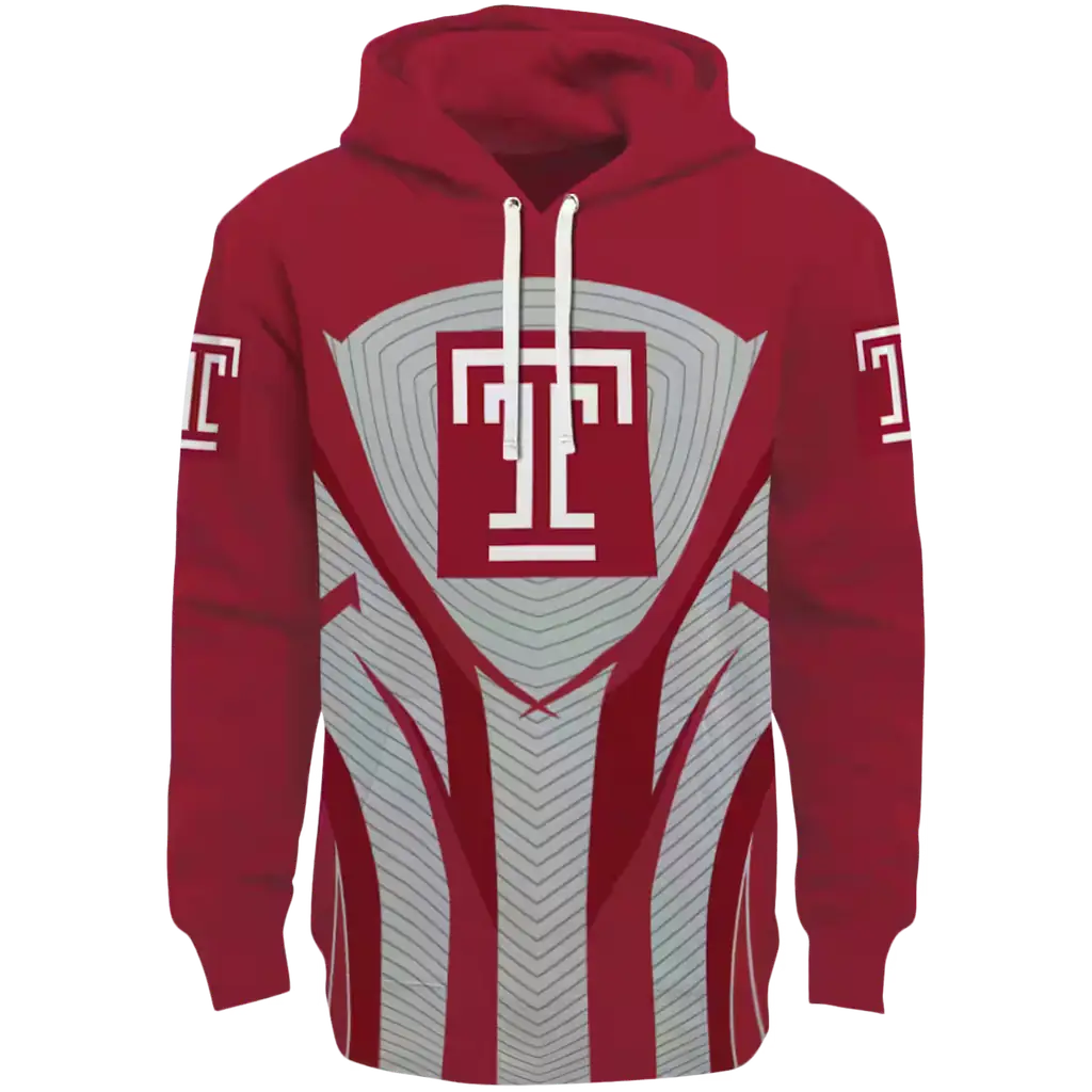temple owls concentric lines red black hoodie best selling temple owls concentric lines red black hoodie best selling